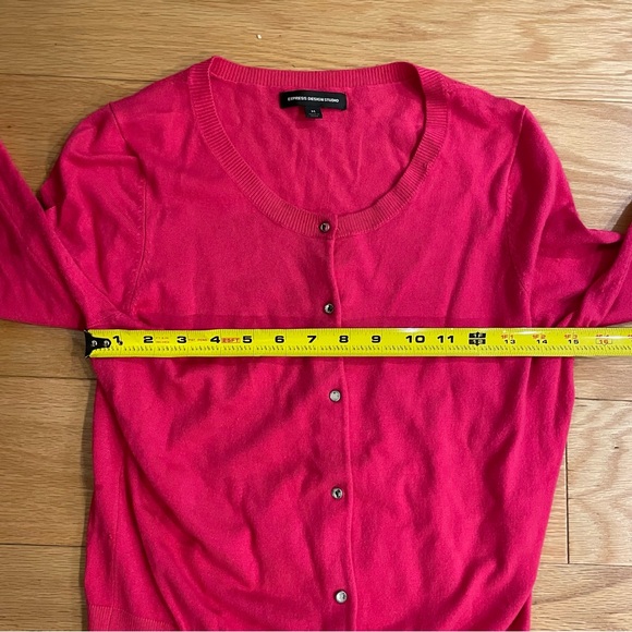 Express Pink Button Up Sweater Cardigan Top, Jewel Buttons, Size Medium - Picture 14 of 16